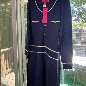 Lilly Pulitzer Navy Long Sleeve Dress with White Accents